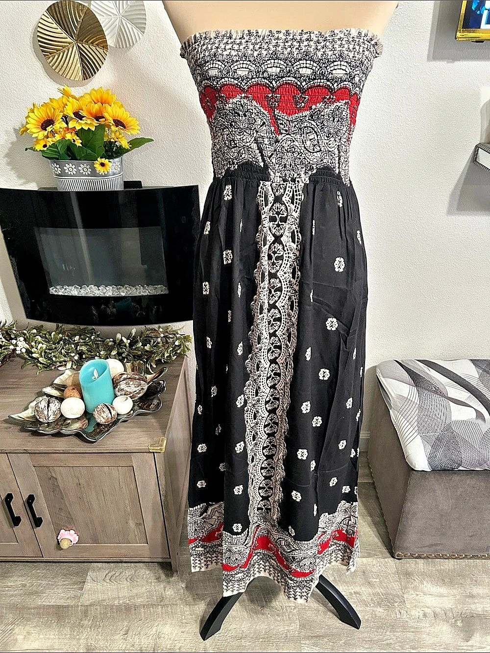 ANGIE Maxi Strapless Dress Black